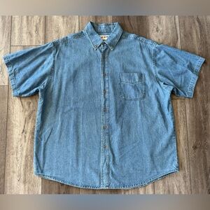 Aramark 915400 Short Sleeve Mid-Weight Denim Button Down Shirt Workwear Men 1XLR